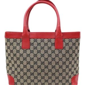 Gucci Gg Tote in Monogram Gucci Gg Logo W Red Le